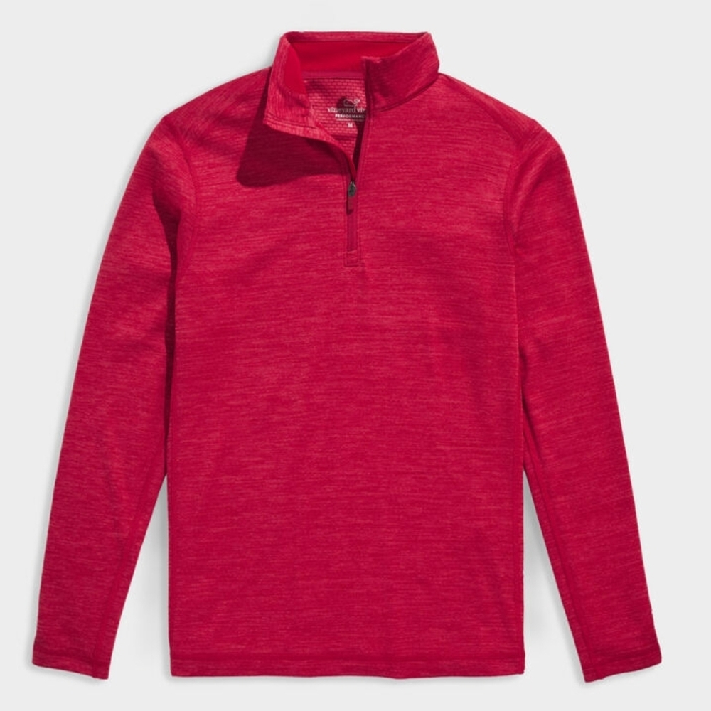 Vineyard Vines Performance Sankaty Quarter Zip Collegiate Red Mens Multiple Size